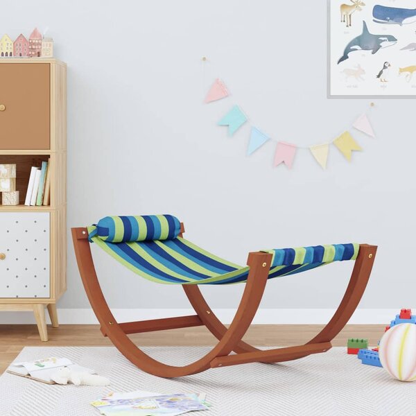 Houpací síť pro děti modrá a zelená textil