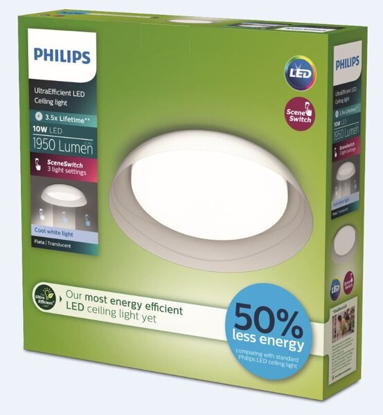 Fleta UltraEfficient stropní svítidlo LED 10W 1950lm 4000K SceneSwitch 35cm IP20, transparentní