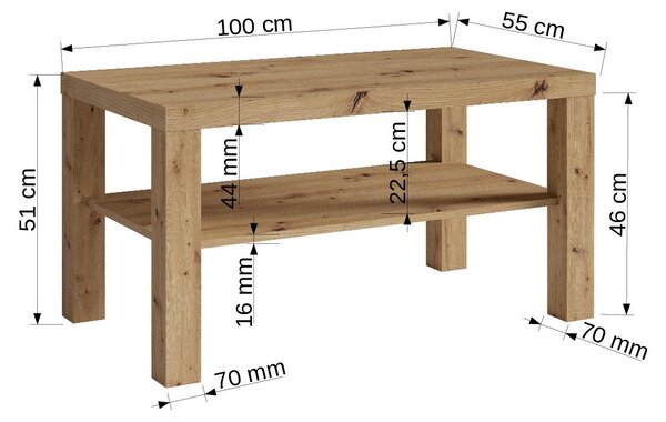 ADRK Furniture Konferenční stolek GOMEZ 100x55