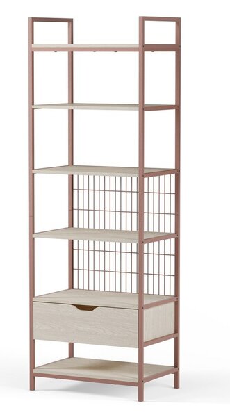 Ocelová knihovna v terakotové barvě 60x179,5x40 cm Amara – Marckeric