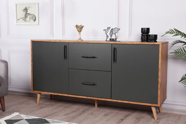 Komoda Cornell (ořech + antracit). Akce -25%
