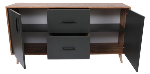 Komoda Cornell (ořech + antracit). Akce -25%