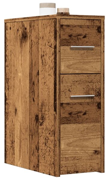 Úzká koupelnová skříňka na kolečkách old wood kompozitní dřevo