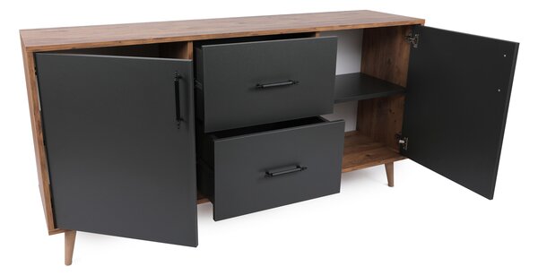 Komoda Cornell (ořech + antracit). Akce -25%