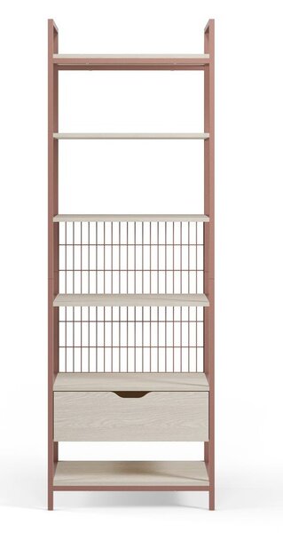 Ocelová knihovna v terakotové barvě 60x179,5x40 cm Amara – Marckeric