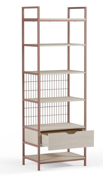 Ocelová knihovna v terakotové barvě 60x179,5x40 cm Amara – Marckeric