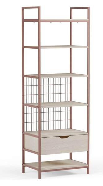 Ocelová knihovna v terakotové barvě 60x179,5x40 cm Amara – Marckeric