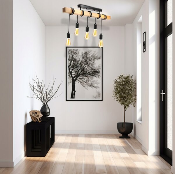 BERGE LED závěsné stropní svítidlo 5x E27 Loft