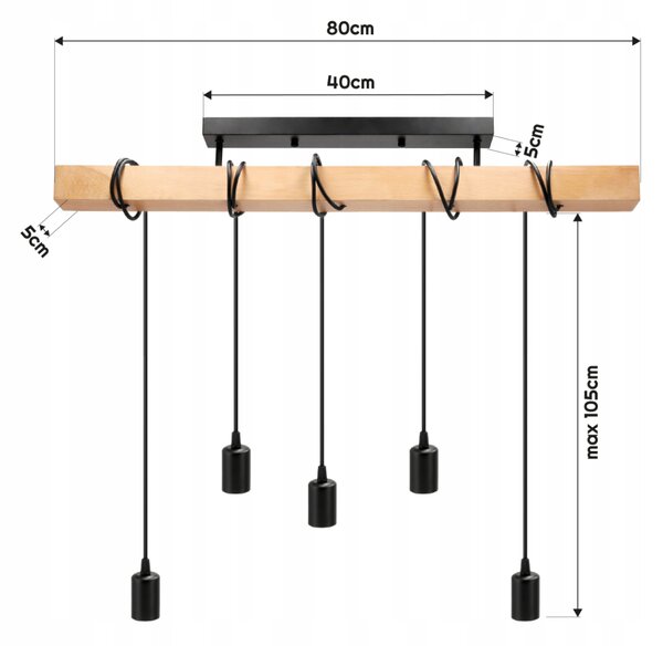 BERGE LED závěsné stropní svítidlo 5x E27 Loft