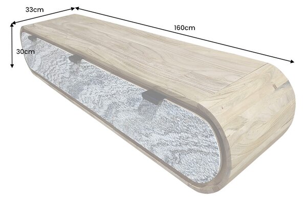 Závěsný televizní stolek ORGANIC 160 CM masiv akácie/kamenná dýha Nábytek | Obývací pokoj | Televizní stolky