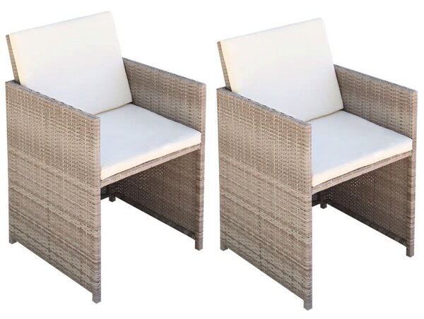 Zahradní židle 2 ks s poduškami a polštáři - polyratan | béžové