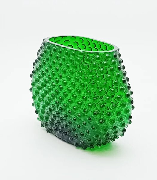 Sklárna Častolovice - Váza 15cm - Hobnail - Ananas - tmavě zelená