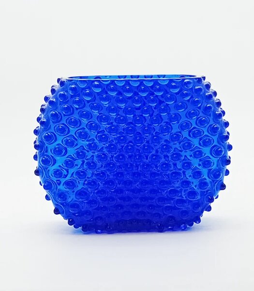 Sklárna Častolovice - Váza 15cm - Hobnail - Ananas - tmavá modrá