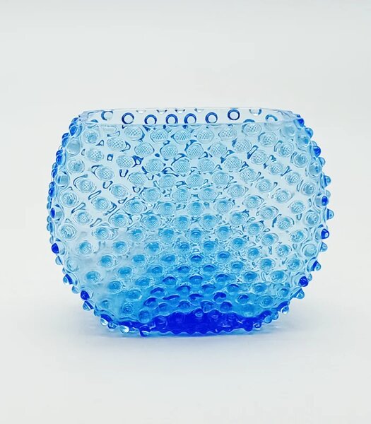 Sklárna Častolovice - Váza 15cm - Hobnail - Ananas - světle modrá