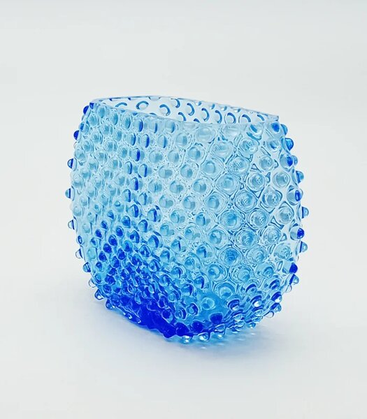 Sklárna Častolovice - Váza 15cm - Hobnail - Ananas - světle modrá