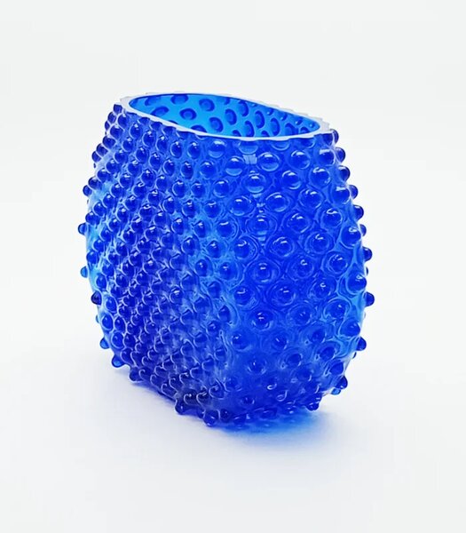 Sklárna Častolovice - Váza 15cm - Hobnail - Ananas - tmavá modrá