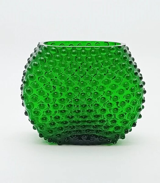 Sklárna Častolovice - Váza 15cm - Hobnail - Ananas - tmavě zelená