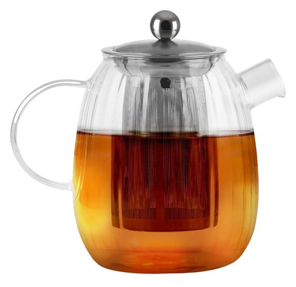 Skleněná konvice na čaj se sítkem v matně stříbrné barvě 1 l Tulip – Vialli Design