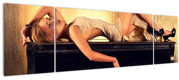 Obraz - Žena na klavíru (170x50 cm)