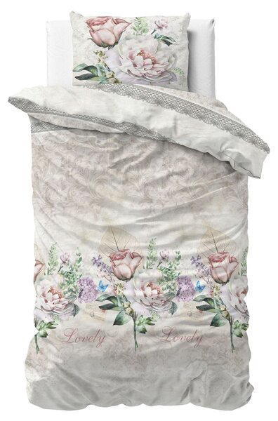 Sleeptime Bavlněné povlečení Lovely Flowe Beige Velikost: 140x220, 60x70