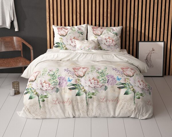 Sleeptime Bavlněné povlečení Lovely Flowe Beige Velikost: 140x220, 60x70