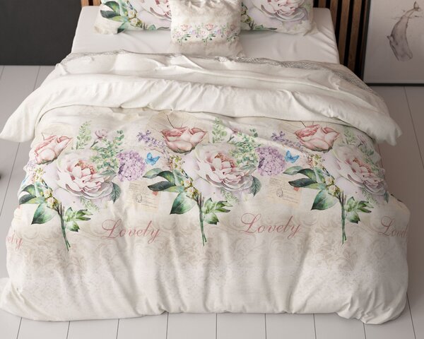 Sleeptime Bavlněné povlečení Lovely Flowe Beige Velikost: 140x220, 60x70