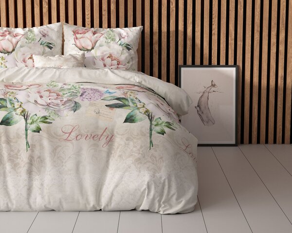 Sleeptime Bavlněné povlečení Lovely Flowe Beige Velikost: 140x220, 60x70