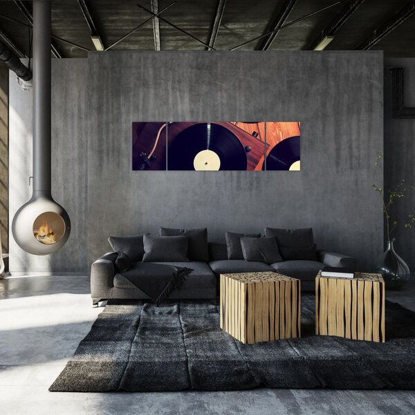 Obraz gramofonových desek (170x50 cm)