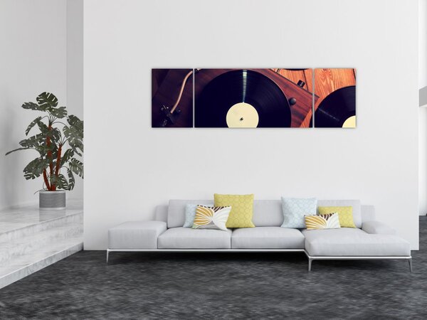 Obraz gramofonových desek (170x50 cm)