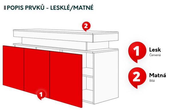 Skříňka s LED osvětlením Lestirola 3D 160, Barva:: bíla / bíly lesk 5903211283857