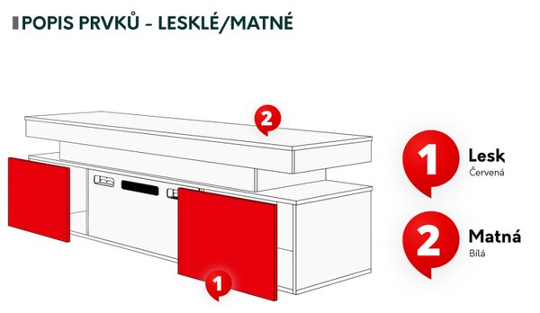 TV skříňka s krbem Lestirola EF 2D 190, Barva:: bíla / bíly lesk 5903211305764