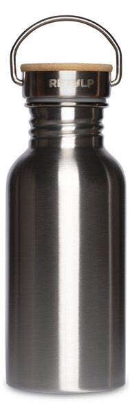 Nerezová láhev na vodu Urban s bambusovým víčkem 500 ml stříbrná RETULP (barva stříbrná)