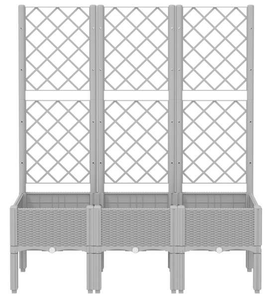 Zahradní truhlík s treláží světle šedý 120 x 40 x 142 cm PP
