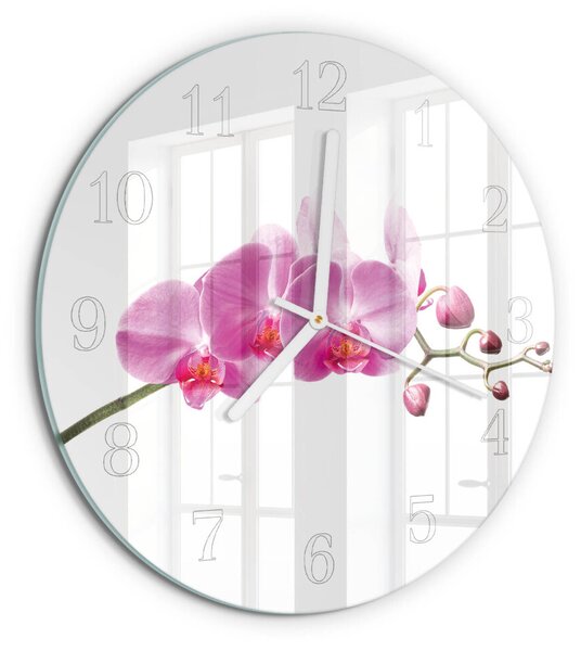 Skleněné hodiny na stěnu Orchidej zsob-fi30-00087340