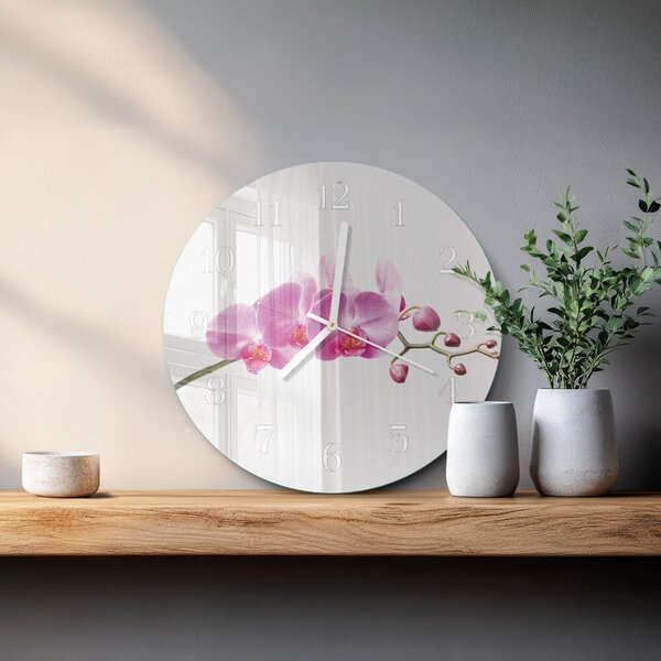 Skleněné hodiny na stěnu Orchidej zsob-fi30-00087340