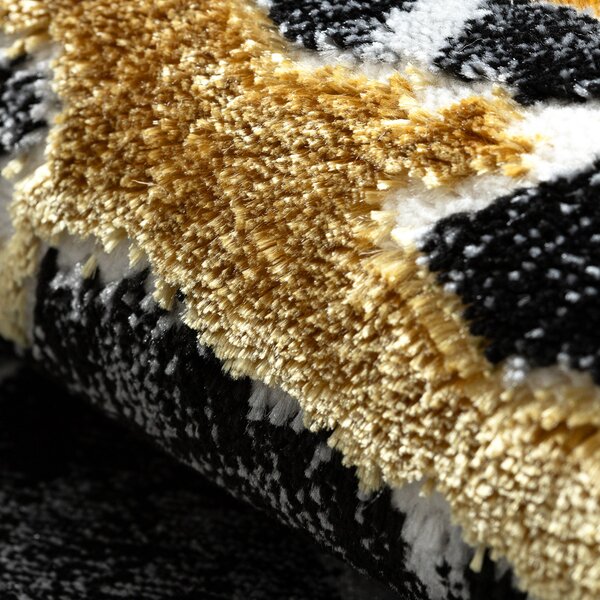 Dywany Łuszczów, Kusový koberec Allure 1963 black/gold, 120x170, černá, kancelář