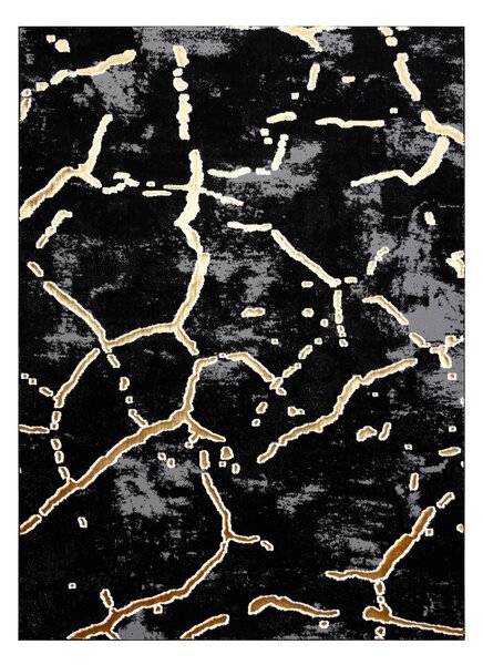 Dywany Łuszczów, Kusový koberec Allure 1967 black/gold, 80x150, černá, kancelář