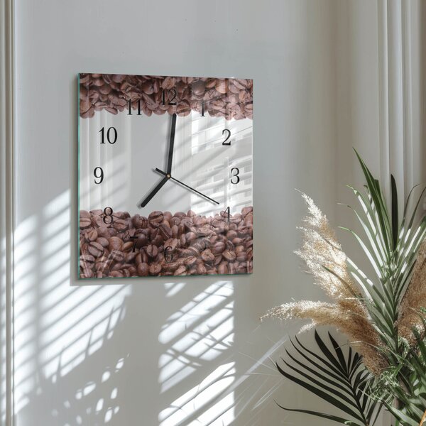 Skleněné hodiny na stěnu Kávová zrna zskc-30x30-00182284