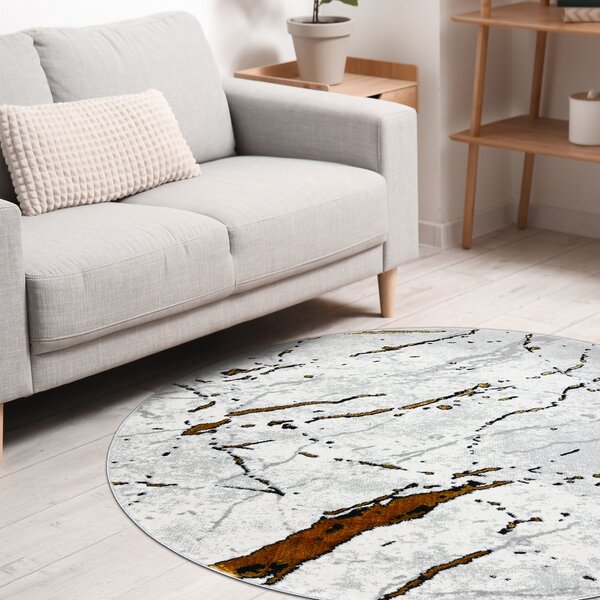 Dywany Łuszczów, Kusový koberec Allure 1963 white/gold kruh, 100x100 (průměr) kruh, bílá, kancelář
