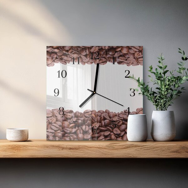 Skleněné hodiny na stěnu Kávová zrna zskc-30x30-00182284