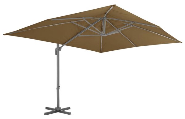 Boční zahradní slunečník s hliníkovou tyčí 400 x 300 cm taupe