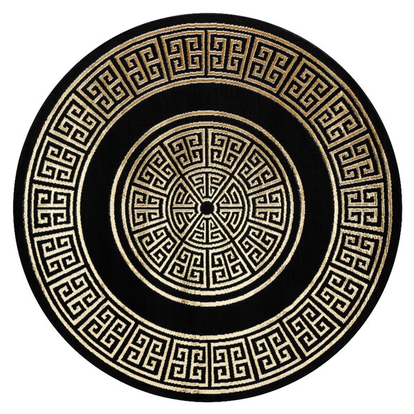 Dywany Łuszczów, Kusový koberec Allure 1968 black/gold kruh, 120x120 (průměr) kruh, černá, kancelář