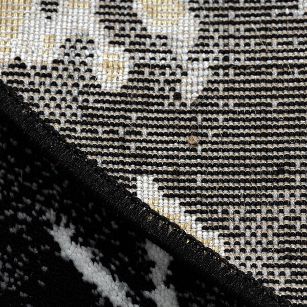 Dywany Łuszczów, Kusový koberec Allure 1963 black/gold kruh, 200x200 (průměr) kruh, černá, kancelář