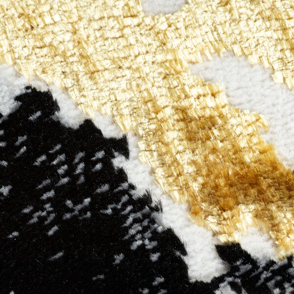 Dywany Łuszczów, Kusový koberec Allure 1963 black/gold kruh, 200x200 (průměr) kruh, černá, kancelář
