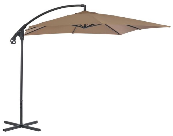 Boční zahradní slunečník s ocelovou tyčí 250 x 250 cm taupe