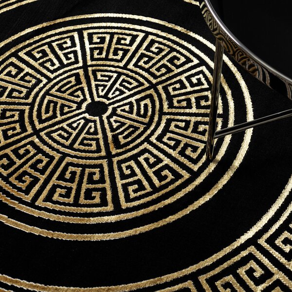 Dywany Łuszczów, Kusový koberec Allure 1968 black/gold kruh, 120x120 (průměr) kruh, černá, kancelář