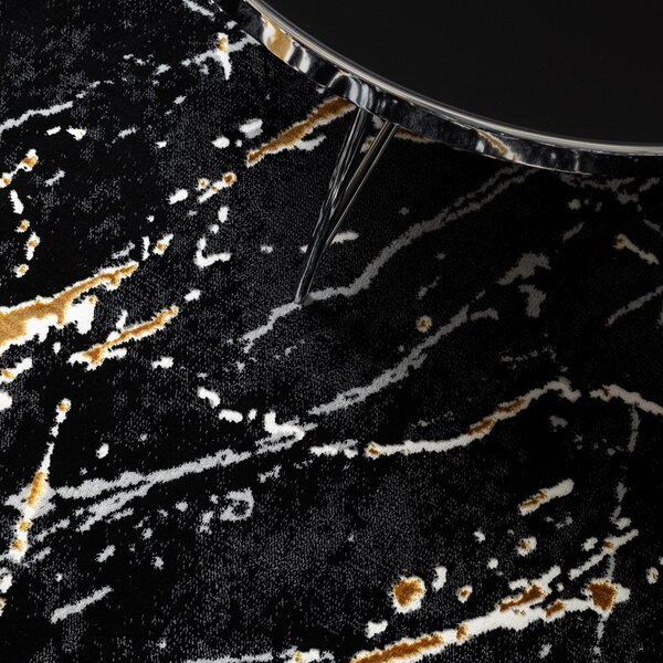 Dywany Łuszczów, Kusový koberec Allure 1963 black/gold kruh, 200x200 (průměr) kruh, černá, kancelář