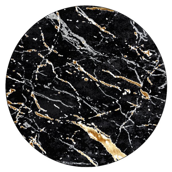 Dywany Łuszczów, Kusový koberec Allure 1963 black/gold kruh, 200x200 (průměr) kruh, černá, kancelář