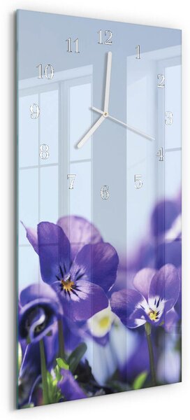 Skleněné hodiny vertikální Květiny zsppb-30x60-00082062
