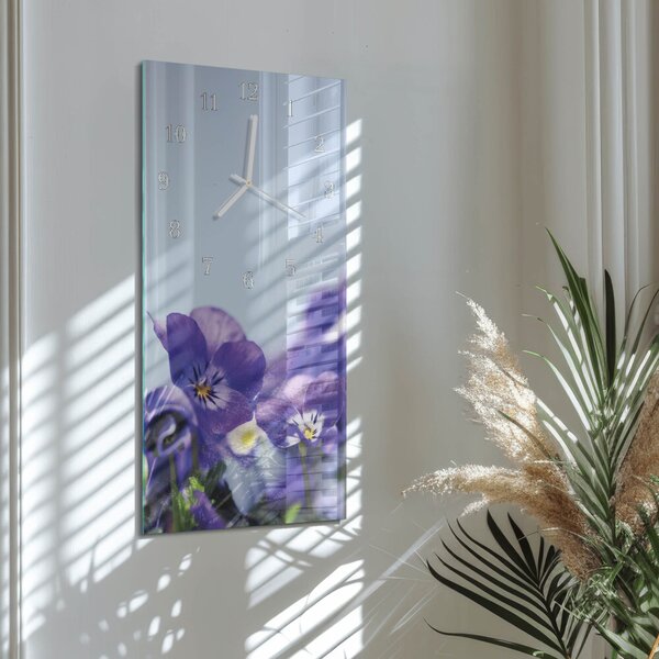Skleněné hodiny vertikální Květiny zsppb-30x60-00082062
